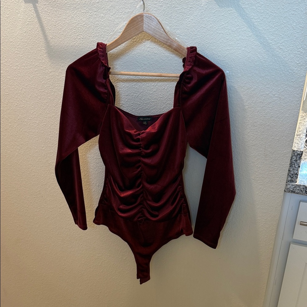 Elegant Burgundy Long Sleeve Bodysuit